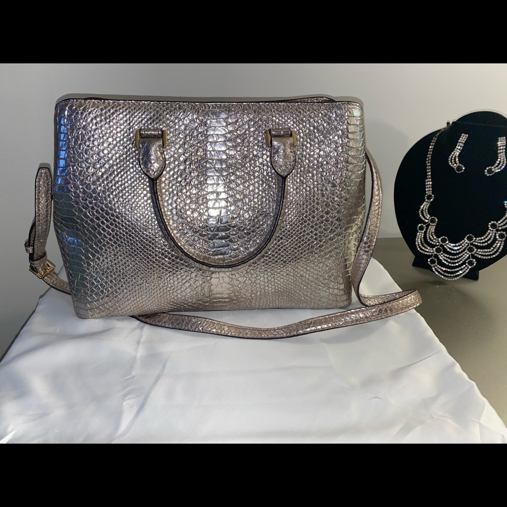 Michael Kors Python Pattern-embossed Leather Satchel - Picture 5 of 9